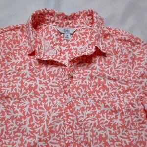CROFT & BARROW womens SHIRT top CORAL white BLOUSE stretch SIZE M
